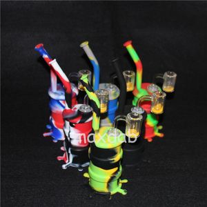 Portable Hookah Silicone Barrel Rigs for Dry Herb Unbreakable Water Percolator Bong Smoking Oil Concentrate Pipe with bangers