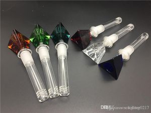 Großhandel 4 Zoll bunter 3D-Diamant-Glas-Downstem 18 mm männlicher Glass Down-Stiel mit Glas-Tabakschale zum Rauchen von Wasserbong-Pfeifen