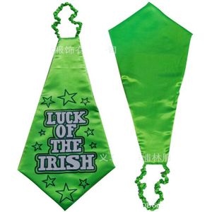 Cravatta irlandese CALDA colore verde 25 * 10 cm cravatta a trifoglio Cravatta per persone pigre per carnevale Regalo di Natale capodanno