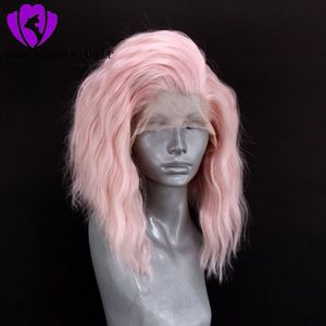 コスプレスタイルピンク色フルレースフロントウィッグプリプットブラジルのルースウェーブウィッググレイレスな合成髪のウィッグブラック/ホワイトレディース