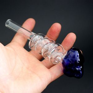 Flerfärgad Pyrex Skull Glass Oil Burner Handvattenrör 6 tum färgad bubblar Tobak