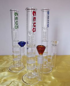 bongo de vidro! Capazes de favo de mel de três camadas Filtro de vidro Ash Catcher Bongs Reciclador Cachimbo de água Bong de vidro Cachimbo de fumo 18,8 mm junta