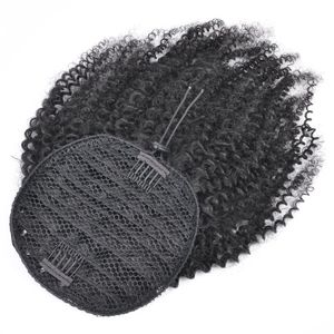 3b 3c kinky curly clip i hästsvans mänskliga hårförlängningar brasilianska hår afro kinky lockig dragsko ponytail naturlig färg remy hår 120g