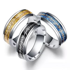 Neu Der Herr des Rings Silber Gold Buchstaben Fingerring Bandringe Edelstahlring Brave Hope Inspirierender Schmuck Damen Herren