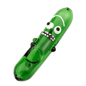 Monster-Themed 5.2-Inch Green Cucumber-Shaped Smoking Pipe with Bubbles and Deep Bowl