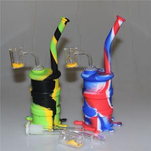 Mini Protable Silikon Bong kuvars banger Silikon Fıskiye Su Borusu Küçük Yağ Kuleleri Ile Dab Rig