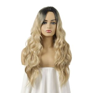 Blond Deep Wave Wig Long Synthetic Wigs For Woman Glueless Cosplay Fashion Hair Extention Good Quality