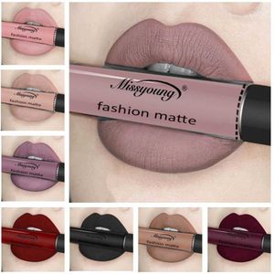 New Brand  Lipstick Waterproof Matte Lipstick Nude Pigment Brown Red Color Liquid Lip Gloss Fashion Matt Lip Tint