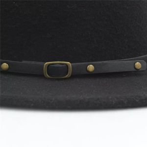 Fashion-100% ull Kvinnor Outback Felt Gangster Trilby Fedora Hat med bred Bri Godfather Cap Szie 56-58cm x18