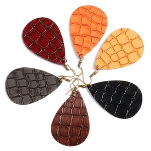 Retro PU Leather Plaid Wisiorek Alloy Kolczyki Dangle Dla Kobiet Dziewczyna Plaża Party Club Decor Moda Biżuteria