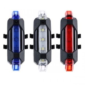 Luz Traseira de bicicleta LED Taillight traseiro Aviso de Segurança Ciclismo portátil Luz 5 LED USB recarregável Bike Light