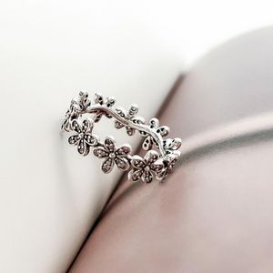 NEUES authentisches Sterling Silber Damen-Ehering-Set mit Originalverpackung für CZ-Diamant-Blumen-Modering