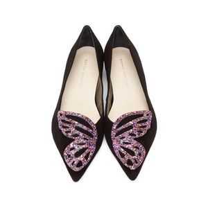 Nakliye Moda Ücretsiz Bayanlar Koyun Din Süet Saçlı Ayakkabılar Düşük Topuklu Sapalar Glitter Butterfly Süslemeler