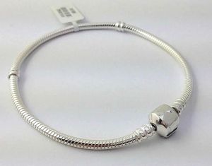 Authentic 925 Sterling Silver bracelet Bangle with LOGO Engraved for Pandora European Charms and Bead 10pcs/lot You can Mixed size Free ship