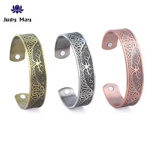 Moda tornozelo Árvore de vida pulseira viking pulseira de manguito magnético carta minha forma pulgles homens mulheres jóias presente