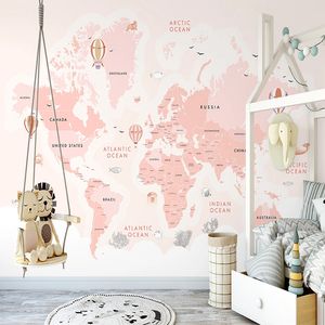 ドロップシップカスタム3D写真の壁紙の部屋のピンクの熱気球の海の世界地図子供部屋の寝室装飾の壁壁画絵画