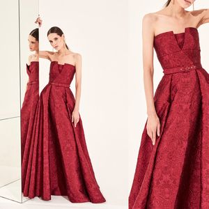Zuhair Murad Evening Dresses With Detachable Train Illusion Strapless Pageant Gowns Custom Backless Prom Red Carpet Gowns