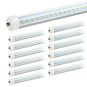 US Stock 8ft LED-rör T8 72W V-formade och durala rad dubbla sidor SMD2835 LED-ljusrör 25-pack Byte av lysrör för butiksgarage