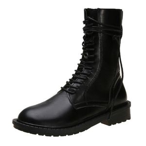 Venda quente-tamanho 35-40 2019 novas chegadas primavera / outono mid-bezerro botas mulheres rodadas dedos quadrados med calcanhares sapatos zip vestido diariamente