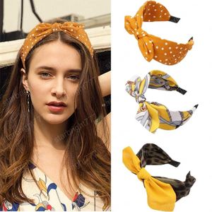 Moda Kobiety Bezel Królik Uszy Koreański Point Leopard Hairband Hoop Hoop Kobiety Dziewczyny Eleganckie Krzyż Akcesoria do włosów Naklejki