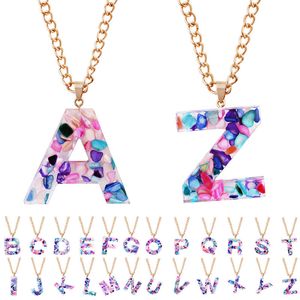 Wholesale trendy resin resale online - Newest Resin Multicolor Letter Pendant Necklace For Women Fashion Trendy And Simple Wild Necklace Jewelr