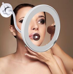 360 Degree Rotation 10X Magnifying Glass Makeup Mirror Led Night Light Flexible Vanity Table Mirror Magnifier Lamp Fill-in Light Tools