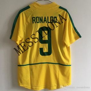 1998 2002 Baasils 홈 레트로 축구 유니폼 Rivaldo Ronaldinho Romario Classic 태국 품질 셔츠 Camiseta Kits 남자 Maillots de Football Jersey