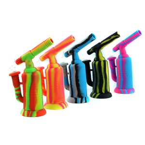 Smoking accessories gun head smoke hookah dab rig unique style silicone pipe with glass bowl