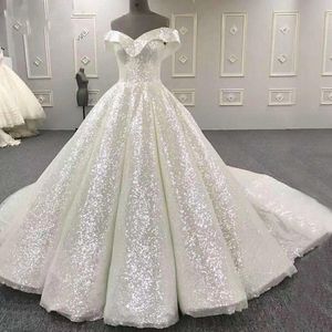 Incredibile abito da sposa 2022 Nuovo abito da ballo con spalle scoperte Bling Bling Abito da sposa di lusso Vestido de Noiva Abiti Mariage Quinceanera su misura