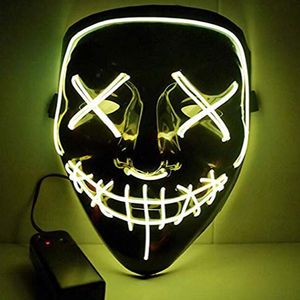 Maschera di Halloween Maschere per feste illuminate a LED Maschere divertenti a pieno facciale El Eire mark Glow In Dark per Festival Cosplay NightClub