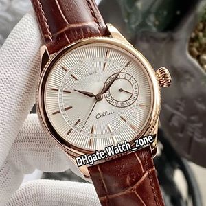 39 мм часы Cellini Rose Gold Date Date 39 мм 50515 M50515-0008 M50519-0011 Автоматическая серебряная текстура циферблата мужские часы кожаный ремешок Watch_zone