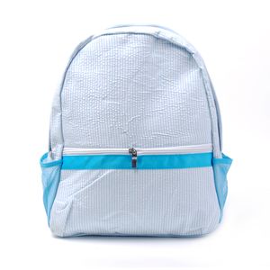 Aqua Large Seersucker School Bags 25pcs Lot GA warehouse Cotton Stripes Classic Backpack Soft Girl personalized Backpacks Boy DOMIL106031