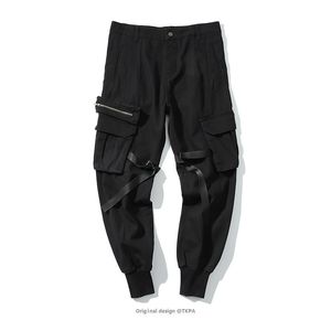 Camouflage Hip Hop Kpop Casual Cargo Pants Hombre Modis Pantalones Streetwear Trousers Harajuku Pencil Pants Men många fickor 702