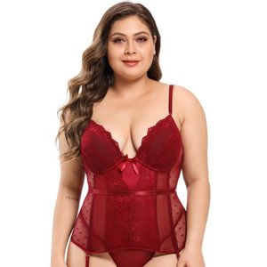 Removable Straps Lingerie Lace Trimmer Bustier With Suspenders Women's Amour Accent Lightly Padded Underwired Basque Corset 8157