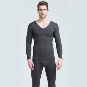 Set Sleepwear Inverno Sólido O-pescoço Homens Casuais sem costura casual térmica térmica conjunto de manga quente