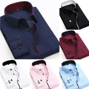 2020 New Mens Long Sleeve Shirt Button Up Business Work Smart Formal Dress Shirts Top Fashion Male Slim Fit Casual Shirt Tops