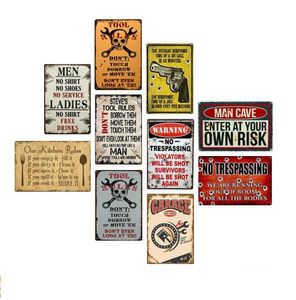 Vintage Auto car garge tool rules tin signs metal home decoration warning kitchen Bar rules man cave enter at your own risk