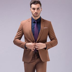 New Design Burgundy Mens Wedding Suits Groom Tuxedos Slim Fit Two Pieces Groommen Prom Evening Formal Wear Best Man Suits (Jacket+pants)