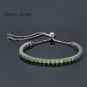 Bracciale tennis regolabile in argento sterling con peridoto della Manciuria rotondo alla moda