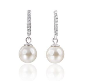 925 Sterling Silver Pearl Anniversary Engagement Charm Earings for Bridemaids New Jewellery Pave Setting Zirconia Earrings Wholesale