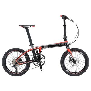 SAVA Z1 Carbon Fiber Sport Tragbares Klappfahrrad SHIMANO Umwerfer 9-Gang-Schwungrad 20-Zoll-Reifen – Schwarz