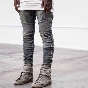 High Street Men Biker Dżinsy Odzież Rock Urban Star Designer Denim Fashion Spods