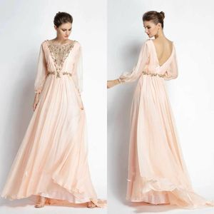 Tony Chaaya Prom Elbiseler Mücevher Uzun Kollu Akşam Elbise Özel Yapımlı Kat Uzunluğu Artı Boyut Bir Çizgi Resmi Parti Elbise