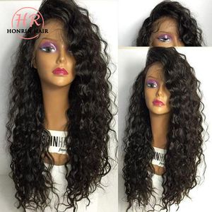 Honrin Hair Lace Front Wig Deep Curly Pre Plucked Brazilian Virgin Human Hair Full Lace Wig 150% Density Curly Wig Bleached Knots