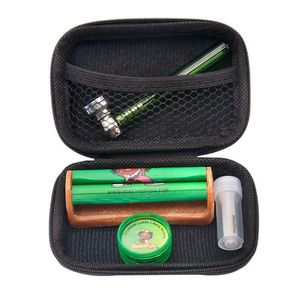 Smoking Tobacco Kit Glass Pipes For Herb Plastic Herbs Grinder +Classic Size Acrylic Rolling Machine Mouth Filter Tip Wholesale