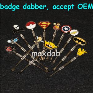 Badge Dabber Hand Tools 120mm Vax DAB Verktyg Glas Carb Cap Nail Rökning Tillbehör till Bong 5ml Silikonoljebehållare
