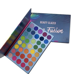 Skönhet Glaserad 39 Färger Glitter Matte Eye Shadow Palette Fluorescerande regnbåge Disk Markera Ögonskugga Palett Maquillage Tslm2