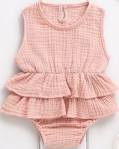 Moda casual sottile solido neonato bambino neonata vestiti senza maniche costumi da bagno beachwear tutu outfit 0-2 anni adorabile