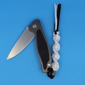 Promotion Ball Bear Flipper Folding Kniv D2 Stone Wash Blade CNC TC4 Titanlegering + G10 Hantera EDC-knivar med nylonväska