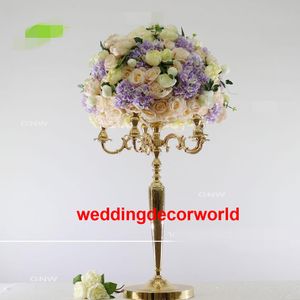 Wholesale table centerpieces for weddings flowers resale online - Wedding flower stand arrangement table centerpiece metal gold plating weddings geometric road lead for party decor319